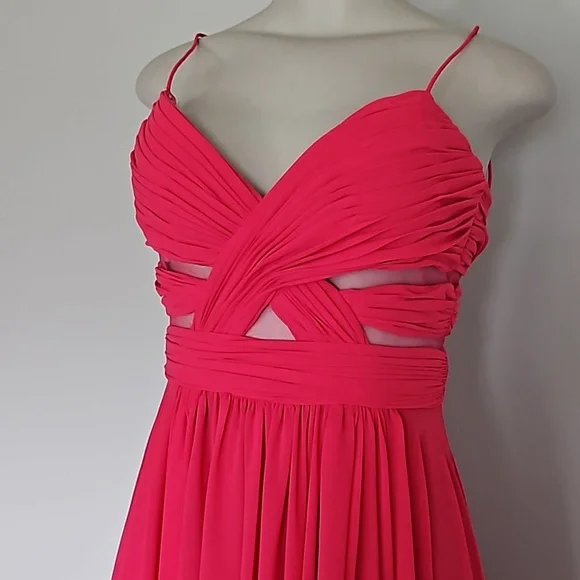 Cache dark pink high-low flowy elegant long dress-0 - Picture 2 of 9